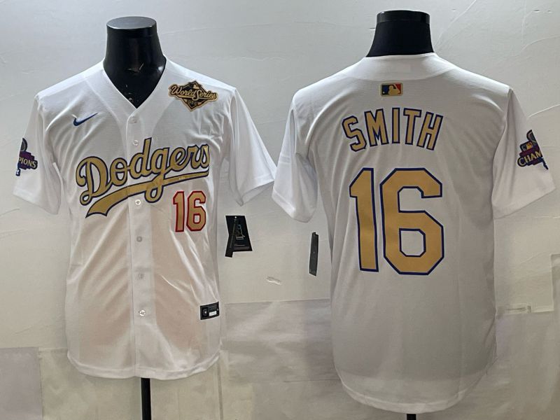 Men Los Angeles Dodgers #16 Smith White Gold 2026 Nike Game MLB Jersey 004->los angeles dodgers->MLB Jersey